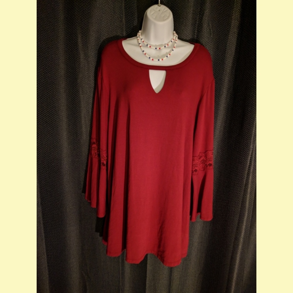 Bobeau Lace Sleeve Shirt 3XL